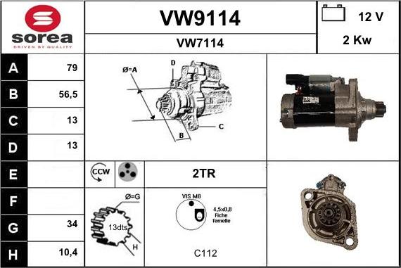 SNRA VW9114 - Starter autospares.lv