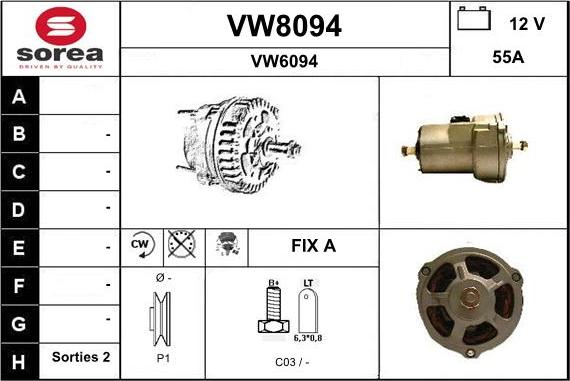 SNRA VW8094 - Alternator autospares.lv