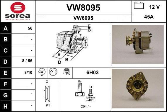 SNRA VW8095 - Alternator autospares.lv