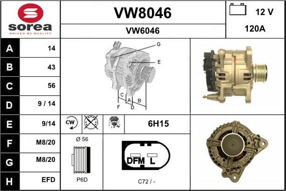 SNRA VW8046 - Alternator autospares.lv