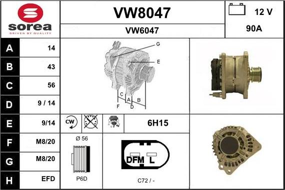 SNRA VW8047 - Alternator autospares.lv