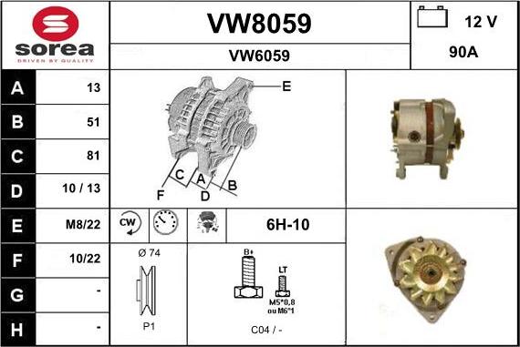 SNRA VW8059 - Alternator autospares.lv