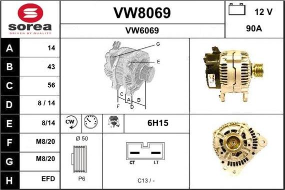 SNRA VW8069 - Alternator autospares.lv