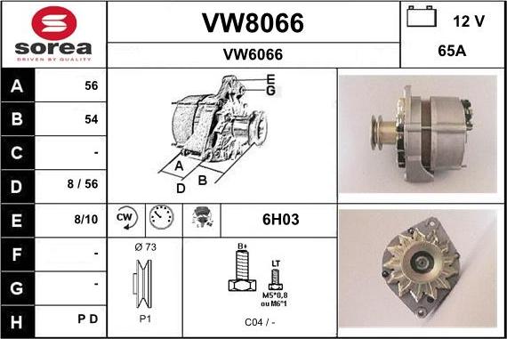 SNRA VW8066 - Alternator autospares.lv