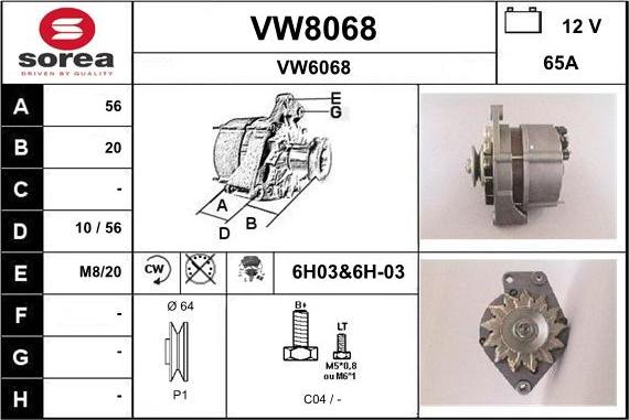 SNRA VW8068 - Alternator autospares.lv