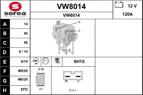 SNRA VW8014 - Alternator autospares.lv