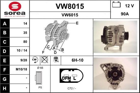 SNRA VW8015 - Alternator autospares.lv