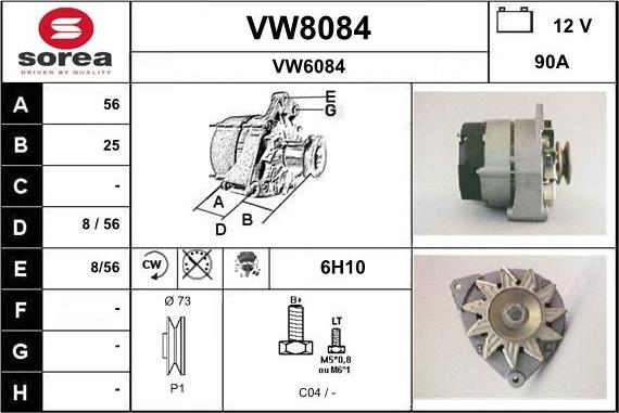 SNRA VW8084 - Alternator autospares.lv