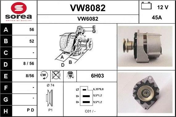 SNRA VW8082 - Alternator autospares.lv