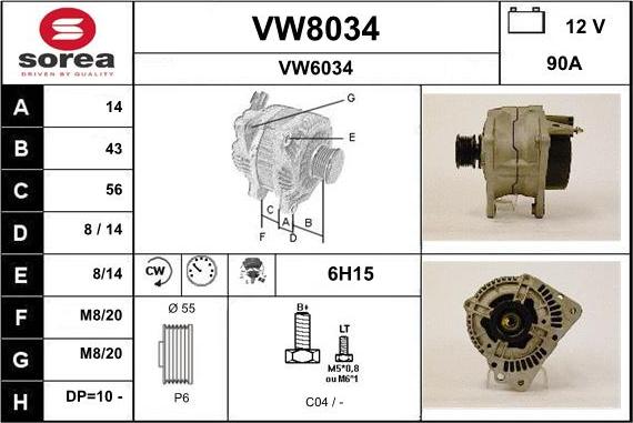 SNRA VW8034 - Alternator autospares.lv
