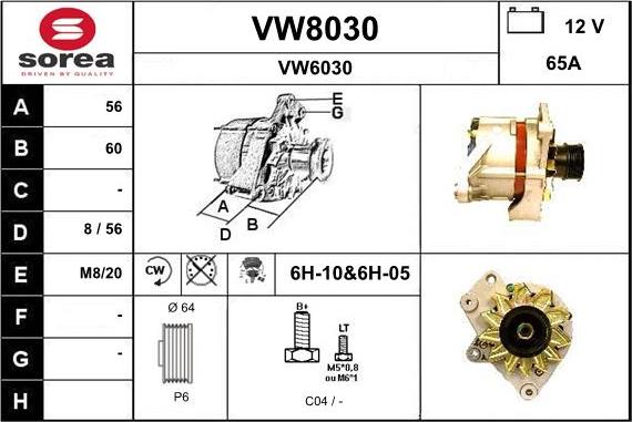 SNRA VW8030 - Alternator autospares.lv