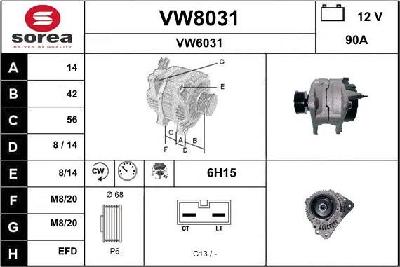 SNRA VW8031 - Alternator autospares.lv