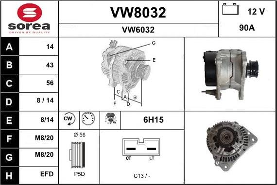 SNRA VW8032 - Alternator autospares.lv