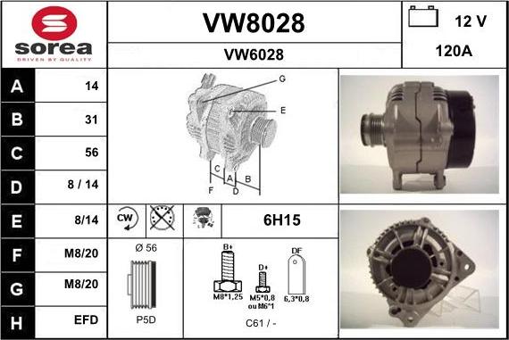 SNRA VW8028 - Alternator autospares.lv