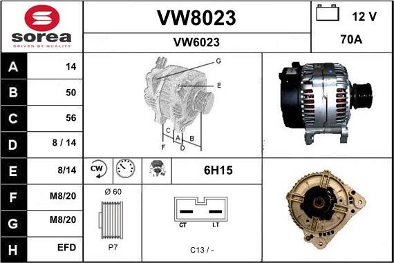 SNRA VW8023 - Alternator autospares.lv