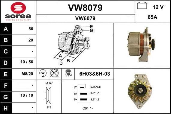 SNRA VW8079 - Alternator autospares.lv