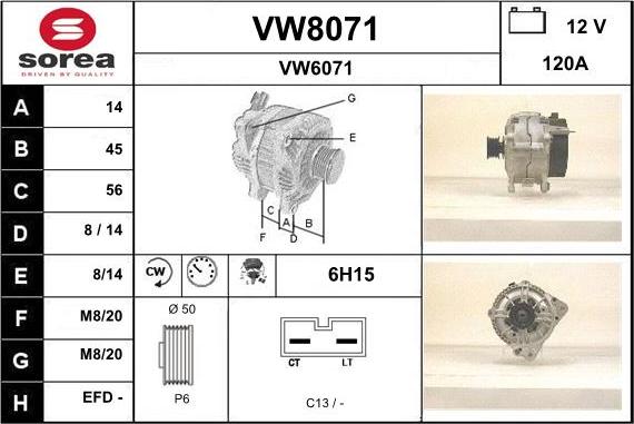 SNRA VW8071 - Alternator autospares.lv