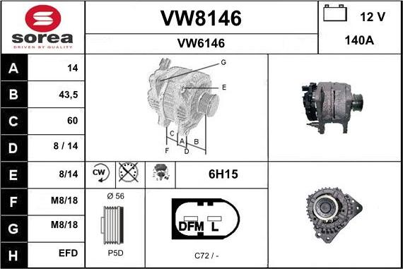 SNRA VW8146 - Alternator autospares.lv