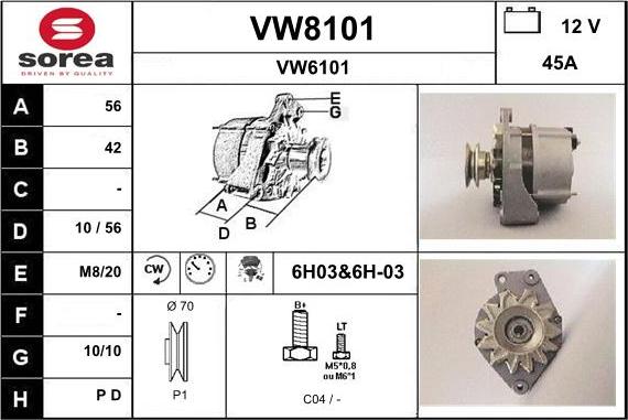 SNRA VW8101 - Alternator autospares.lv