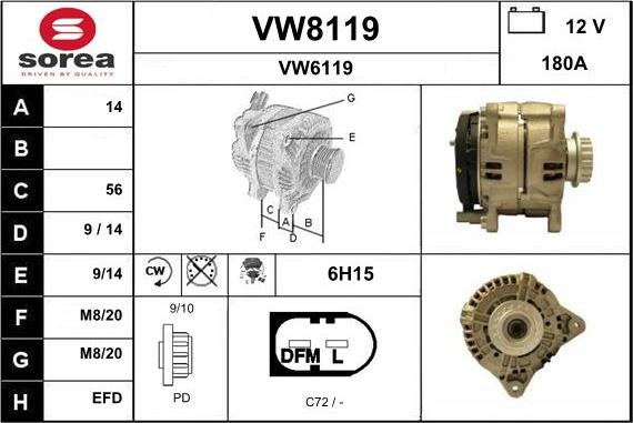 SNRA VW8119 - Alternator autospares.lv