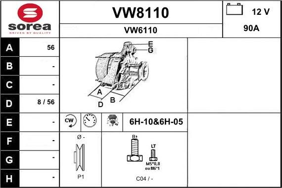 SNRA VW8110 - Alternator autospares.lv