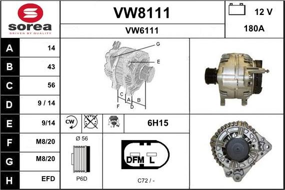SNRA VW8111 - Alternator autospares.lv