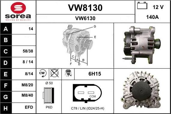 SNRA VW8130 - Alternator autospares.lv