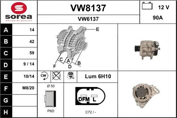 SNRA VW8137 - Alternator autospares.lv