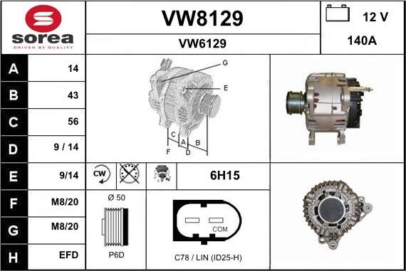 SNRA VW8129 - Alternator autospares.lv