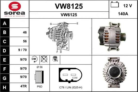 SNRA VW8125 - Alternator autospares.lv