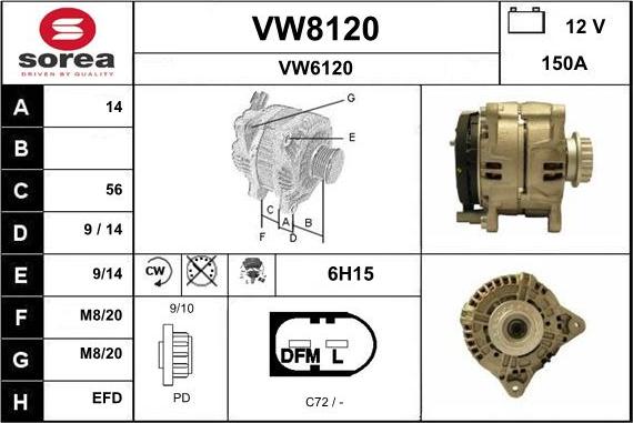 SNRA VW8120 - Alternator autospares.lv