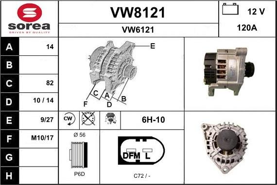 SNRA VW8121 - Alternator autospares.lv