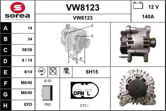 SNRA VW8123 - Alternator autospares.lv