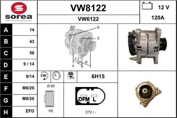 SNRA VW8122 - Alternator autospares.lv