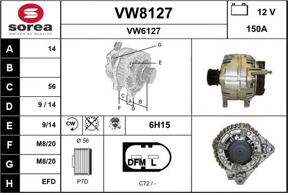 SNRA VW8127 - Alternator autospares.lv