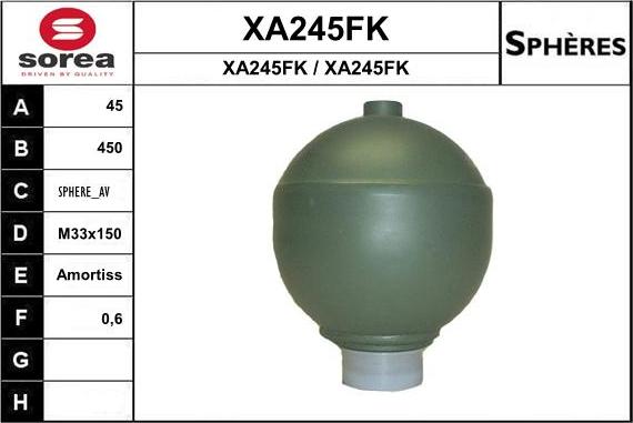 SNRA XA245FK - Suspension Sphere, pneumatic suspension autospares.lv
