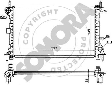 Somora 093442 - Radiator, engine cooling autospares.lv