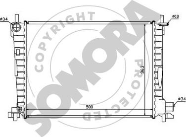 Somora 092343 - Radiator, engine cooling autospares.lv