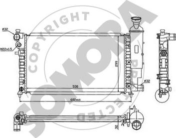 Somora 050240C - Radiator, engine cooling autospares.lv