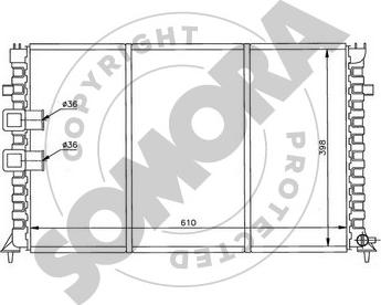 Somora 052240B - Radiator, engine cooling autospares.lv