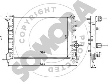 Somora 010140B - Radiator, engine cooling autospares.lv