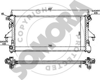 Somora 084240B - Radiator, engine cooling autospares.lv