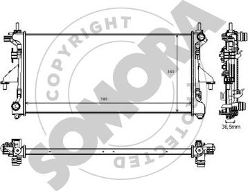 Somora 084240D - Radiator, engine cooling autospares.lv