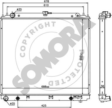 Somora 196240A - Radiator, engine cooling autospares.lv