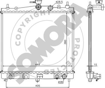 Somora 191040A - Radiator, engine cooling autospares.lv