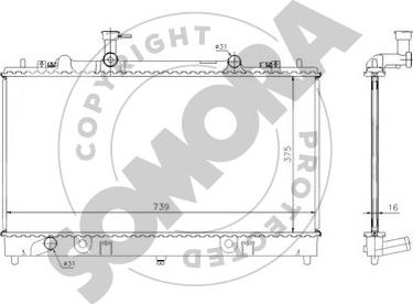 Somora 161141 - Radiator, engine cooling autospares.lv