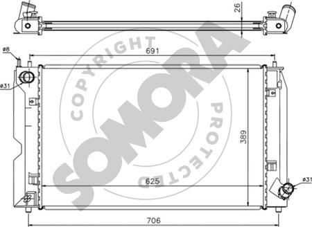 Somora 318140C - Radiator, engine cooling autospares.lv