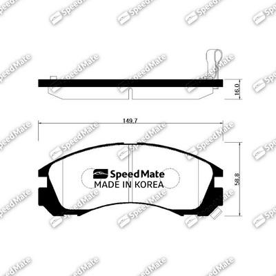 SpeedMate SM-BPH009 - Brake Pad Set, disc brake autospares.lv