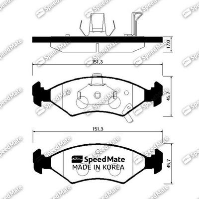 SpeedMate SM-BPK007 - Brake Pad Set, disc brake autospares.lv