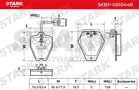 Stark SKBP-0010448 - Brake Pad Set, disc brake autospares.lv